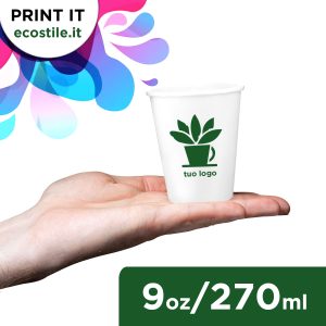 Bicchieri in carta 9oz biodegradabili personalizzati