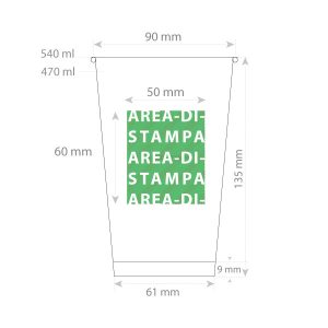 area di stampa bicchiere maxi in carta 16oz 470ml personalizzato