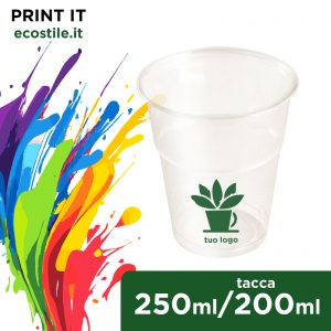 Bicchiere PLA Bio compostabile personalizzato 200ml