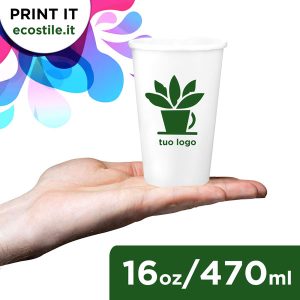 Bicchieri Carta Biodegradabili Personalizzati 16oz - 530ml