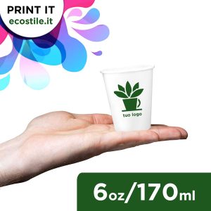 Bicchieri Carta Biodegradabili Personalizzati 6oz - 170ml