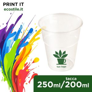 Bicchieri Biodegradabili Compostabili Personalizzati - tacca 200 cc - immagine 1