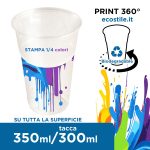 Bicchieri PET Trasparenti 350ml Personalizzati 360° 1/4 colori