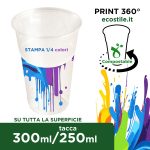 Bicchieri Bio Trasparenti 300ml Personalizzati 360° 1/4 colori