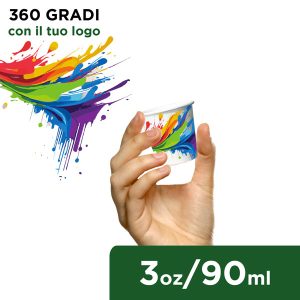 Bicchieri Carta Biodegradabili Personalizzati 3oz - 90ml