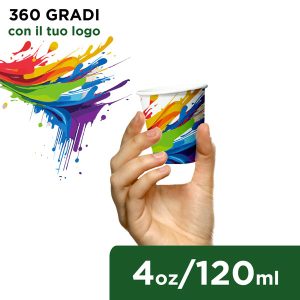 Bicchieri in Carta Biodegradabili 4oz - 120ml stampa 360°