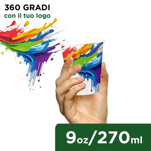 Bicchieri in Carta Biodegradabili 9oz - 250ml stampa 360°