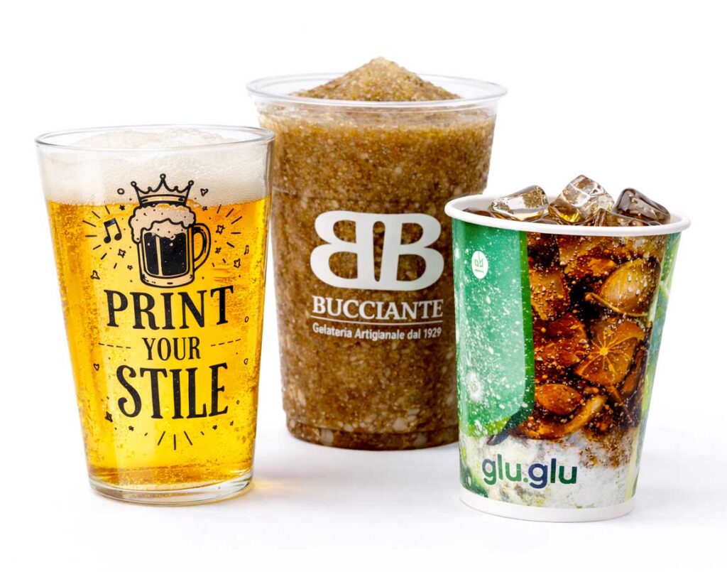 bicchieri personalizzati biodegradabili, compostabili e riutilizzabili ecostile